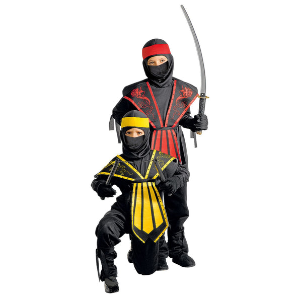 e-carnavalskleding-SYK Ninja pak Combat geel Kind 140cm