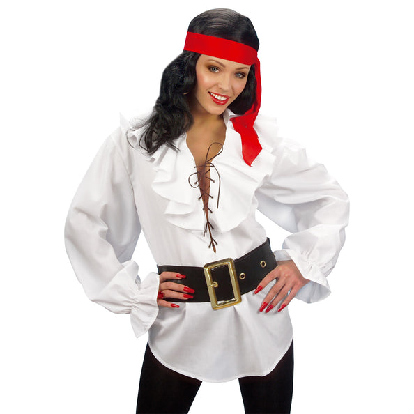 e-carnavalskleding-SYK Piratenshirt dames wit