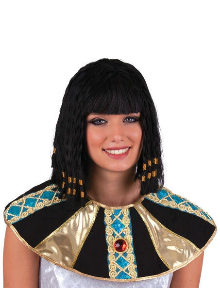 e-carnavalskleding-SYK Pruik Cleopatra met vlechten zwart