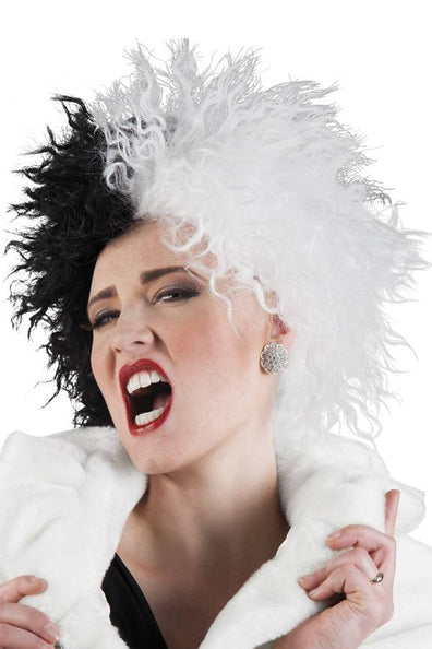 e-carnavalskleding-SYK Pruik Cruella black white