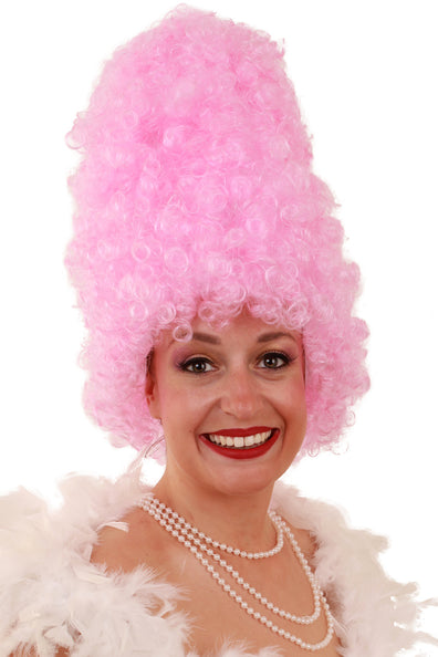 e-carnavalskleding-SYK Pruik Curly hoog  roze