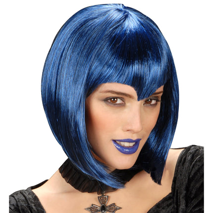 e-carnavalskleding-SYK pruik gothic vamp blauw