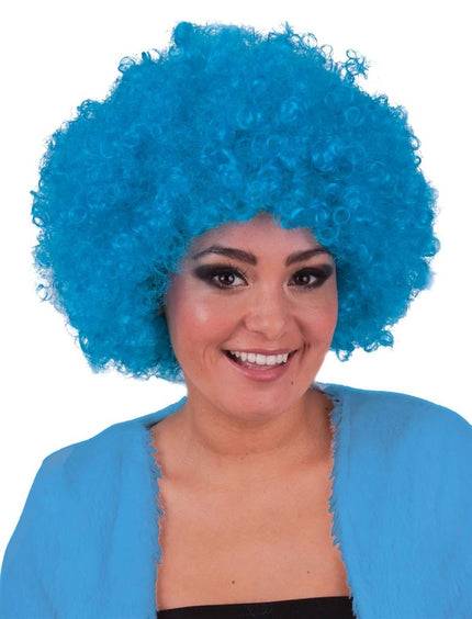 e-carnavalskleding-SYK Pruik hippie afro Evi turquoise