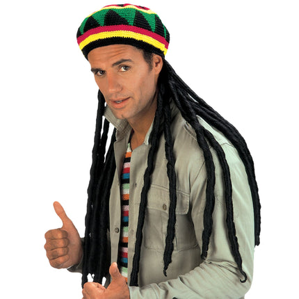 e-carnavalskleding-SYK Rasta muts met lange dreadlocks reggae