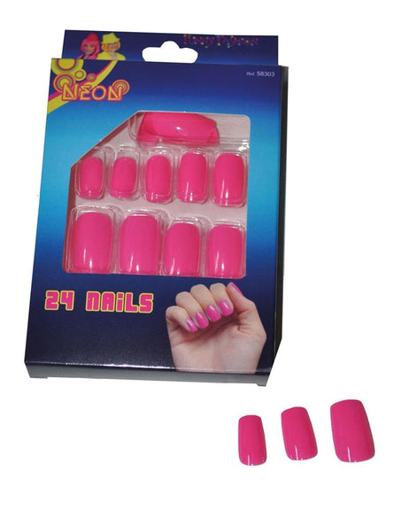 e-carnavalskleding-SYK Roze fluor nagels 24st