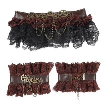 e-carnavalskleding-SYK Steampunk choker en manchetten