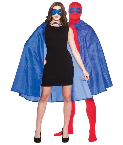 e-carnavalskleding-SYK Super Hero Cape met masker in blauw