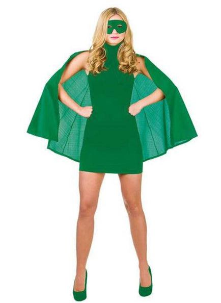 e-carnavalskleding-SYK Super Hero Cape met masker in groen