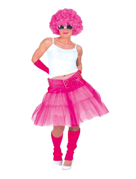 e-carnavalskleding-SYK Tule rok roze stroken fluor