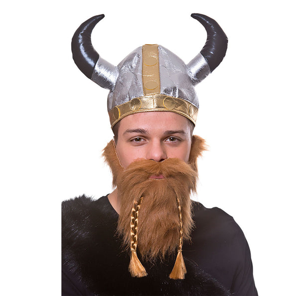 e-carnavalskleding-SYK Viking Baard met vlechten bruin