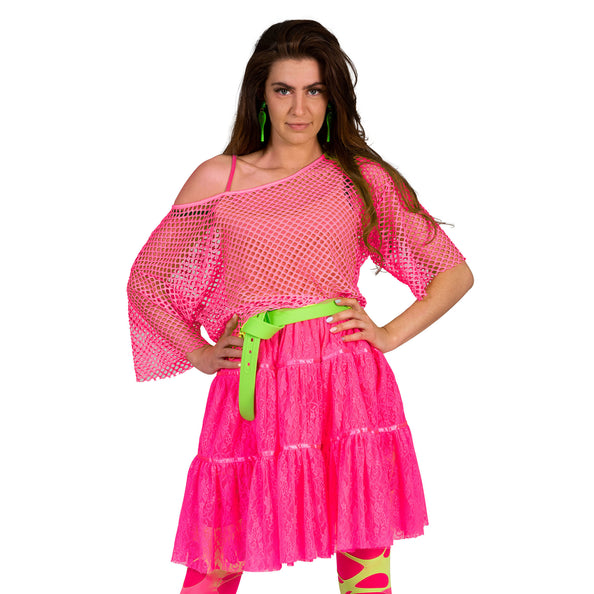 e-carnavalskleding-SYK Visnet shirt Evi in neon roze