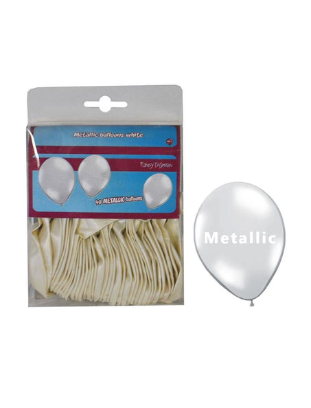 e-carnavalskleding-SYK Witte metallic latex ballonnen 40st